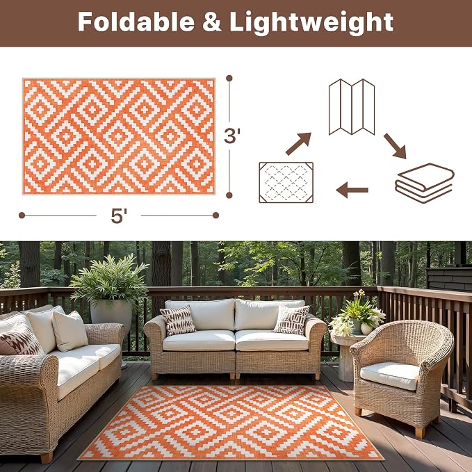 GENIMO Outdoor Rug for Patio Clearance, Waterproof Reversible Fall Doormat - Image 2