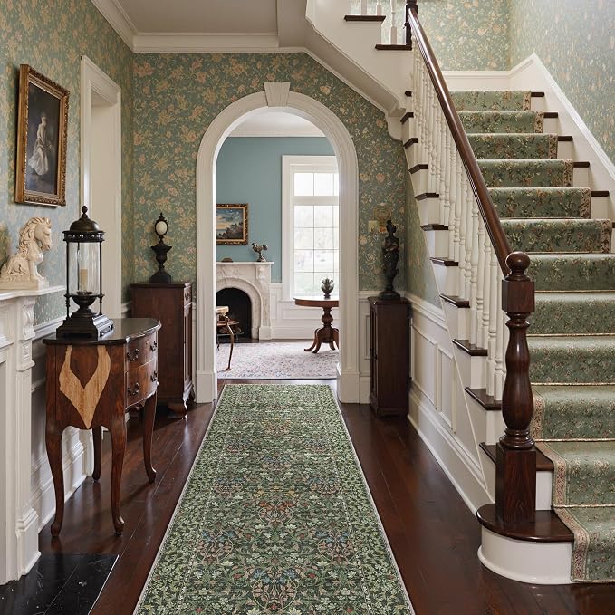 GENIMO Floral Washable Runner Rug 2’6” x 8’, Non-Slip Long Hallway Carpet - Image 4