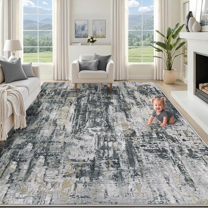 XLUEZ 8x10 Area Rugs for Living Room, Washable Modern Abstract Large Area Rug by XLUEZ
