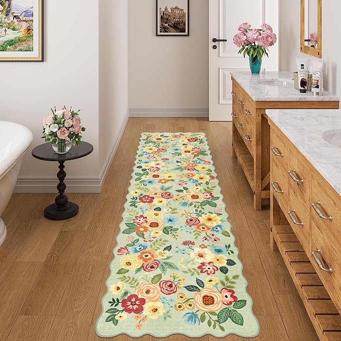 DUKINO Washable Runner Rug, 2x7 Lightweight Soft Floral Hallway Rug Runner - Image 5