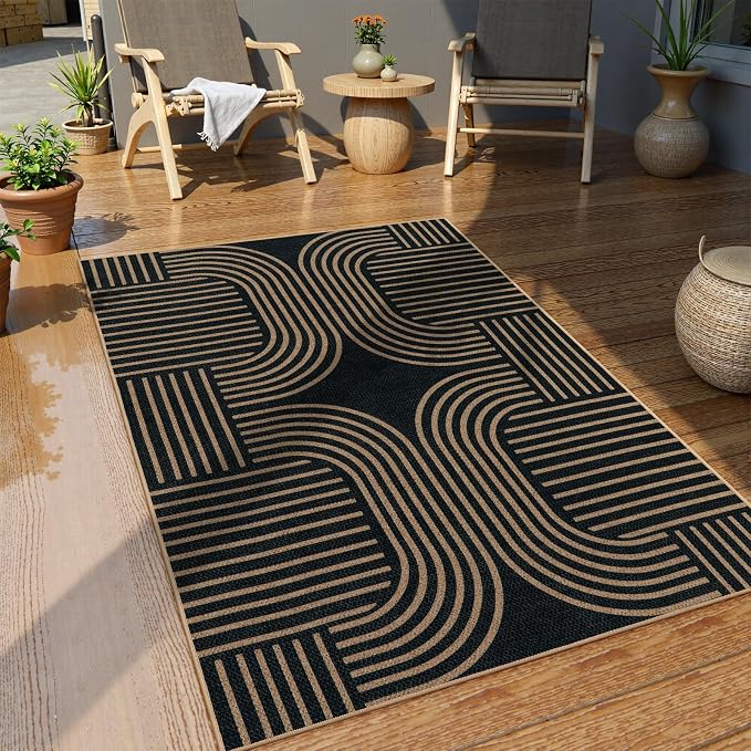 Lahome Enfys Modern Geometric Outdoor Easy Jute Rug, 3x5 Indoor Outdoor Rugs - Image 3