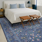 Hazo Haus Dark Blue Living Room Rug 8x10, Vintage Floral Washable Area Rugs - Image 8