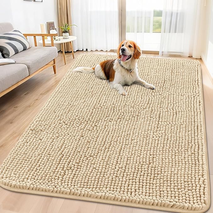 Smiry Dog Door Mat for Muddy Paws 70x35, Absorbent Dirt Trapper, Non-Slip by Smiry