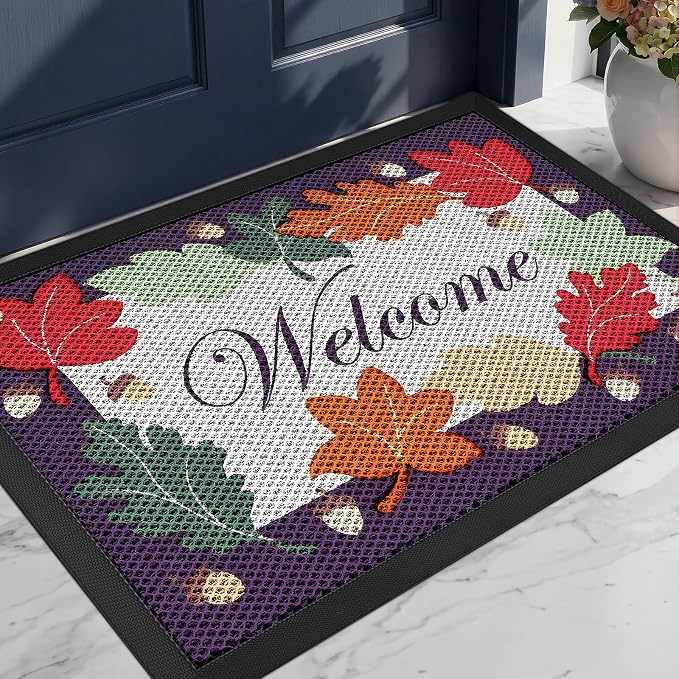 Front Door Mat, Heavy Duty Non-Slip Rubber Dirt Trapper, Quick-Dry Low-Profile by WELDUN