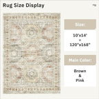 Soalmost 10x14 Area Rugs for Living Room, Non Slip Machine Washable Vintage Rugs - Image 3