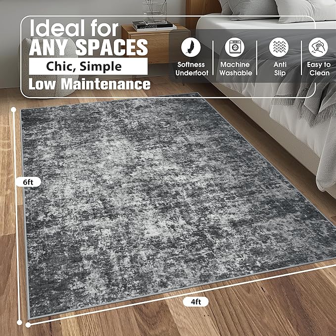 4x6 Area Rugs for Living Room Rug Washable: Abstract Rug for Dining Room - Image 2