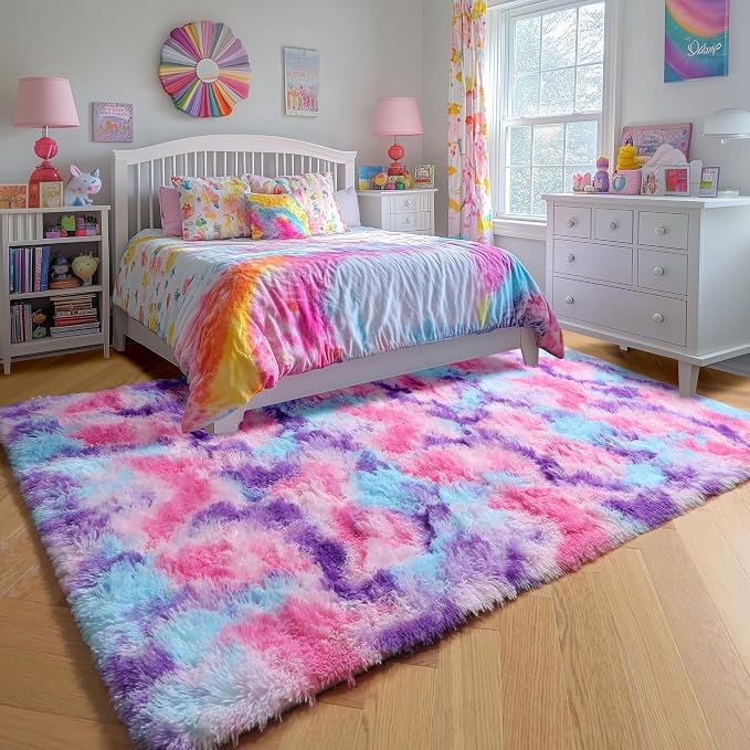 Amdrebio Hot Pink Rainbow Area Rug - Image 4