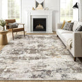 10x12 Area Rug Living Room: Washable Large Abstract Neutral Modern Soft Rugs by LOONGRUG
