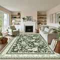 Olive Green Floral Print Area Rugs by BILEEHOME