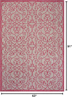 JONATHAN Y Vintage Filigree Indoor Outdoor Area Rug 5X8 Light Gray/Fuchsia - Image 2