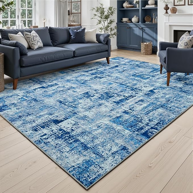 Toneed Abstract Area Rug Modern Washable Rug Soft Non Slip Rug Low Pile by Toneed