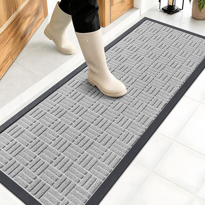 OLANLY Front Door Mat Outside Entrance 47x17, Heavy Duty Sturdy Natural Rubber by OLANLY