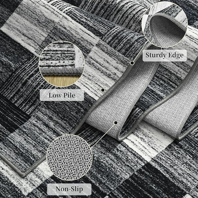 Terrug Black and White Checkered Rug - Image 5