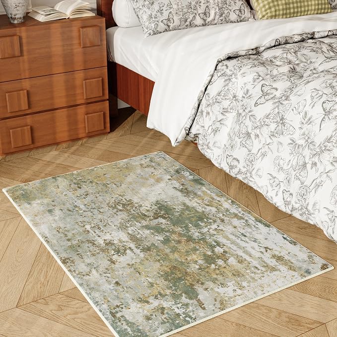 Entryway Rug 2x3 Green Door Mat Indoor Entrance 24x36, Washable Small Throw Rugs - Image 3