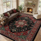 RELEANY Area Rugs Large 10'x14' Washable Non-Slip, Floral Vintage Distress - Image 2
