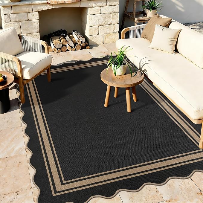 5x7 Scalloped Rug Easy Jute Washable Outdoor Patio Rug - Image 9