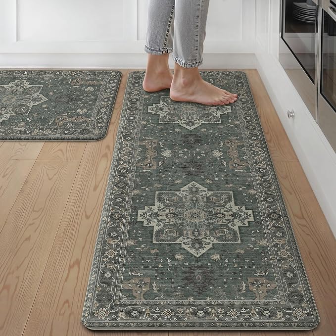 GENIMO Kitchen Mats for Floor 2PCs, Washable Anti Fatigue Mat for Cushioned by GENIMO