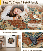 RELEANY Area Rugs Round 7ft Washable Non-Slip, Floral Vintage Distress - Image 4