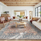 Rugxara 10x14 Area Rugs for Living Room Bedroom, Large Washable Rug, Coral - Image 2
