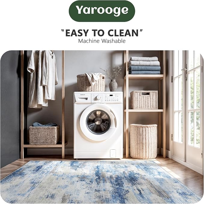 Washable Rug 6x9, Abstract Morden Soft Area Rug, Non-Slip Low Pile Rugs - Image 5