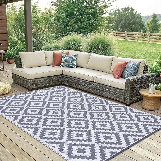 Smiry Waterproof Outdoor Rug 6x9 ft, Reversible Plastic Straw Patio Camping Rugs - Image 7
