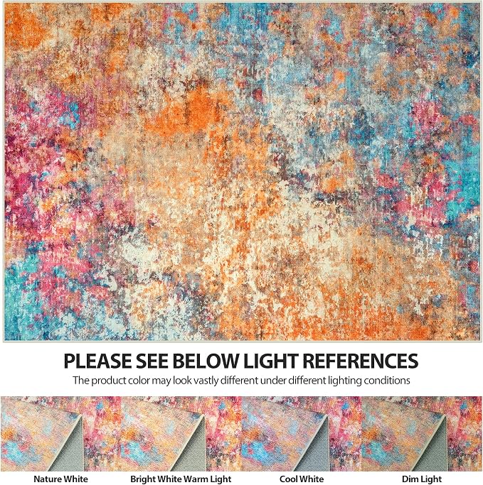 6x9 Area Rugs for Living Room Rug Washable: Abstract Rug for Dining Room - Image 7