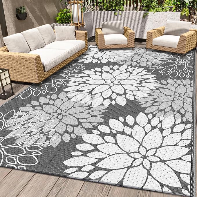 LuxStep Outdoor Rug Waterproof Outdoor Plastic Straw Rug Reversible Patio Rug by LuxStep