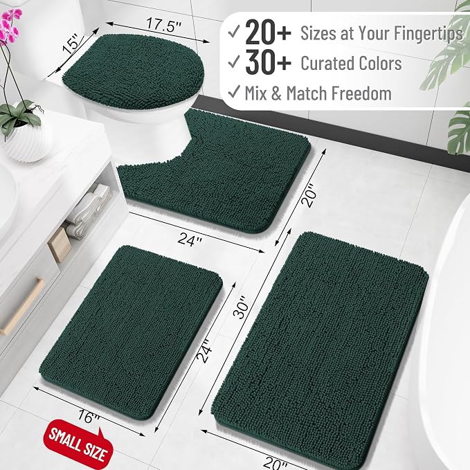 OLANLY Bathroom Rugs 36x24, Extra Soft Absorbent Chenille Bath Rugs, Rubber - Image 3