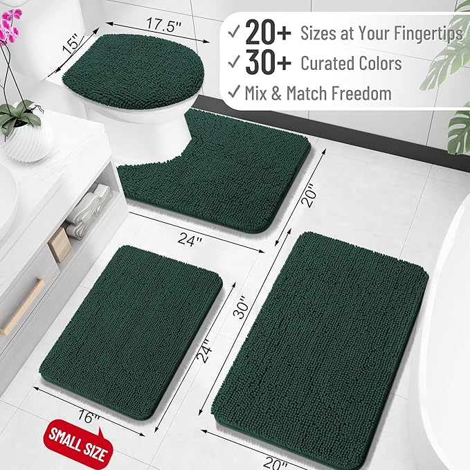 OLANLY Bathroom Rugs 30x20, Extra Soft Absorbent Chenille Bath Rugs, Rubber - Image 3