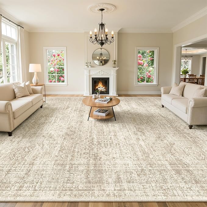 Soalmost 10x14 Area Rugs for Living Room, Non Slip Machine Washable Vintage Rugs by Soalmost