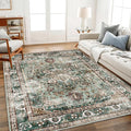 CHAMPLANT Washable Area Rug 5'x7' Green Retro Boho Chic Medallion Distressed by CHAMPLANT