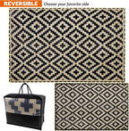 SAND MINE Reversible Mats with Led Strip Lights, Plastic Straw Rug, Modern Area - Image 3