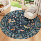 DUKINO 4ft Round Rug, Washable Round Area Rug, Non Slip Indoor Low Pile Animal - Image 6