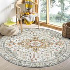 Moynesa Ultra-Thin Washable Round Rug - 6ft Large Living Room Circle Area Rugs by Moynesa