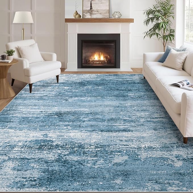 Washable Rug 6x9 Area Rugs for Living Room: Neutral Soft Rug Abstract Non Slip by LOSBULAKE
