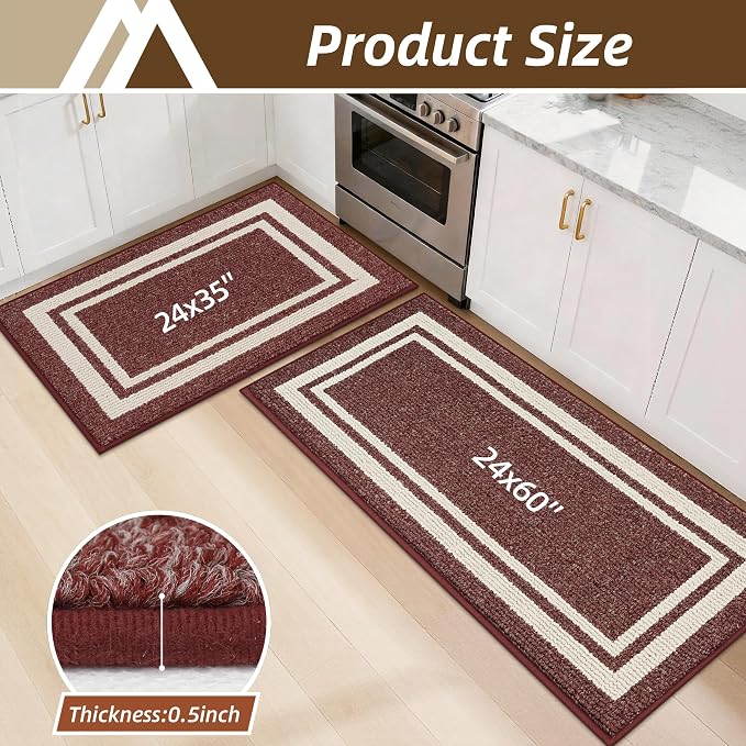 COSY HOMEER Kitchen Rugs Non-Slip 24x35/24x60 Inch Thick Polypropylene Standing - Image 8