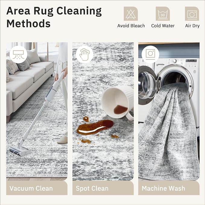Soalmost 6x9 Area Rug for Living Room Washable 6x9 Gray Rug Non-Slip Modern - Image 8