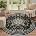 Round Area Rug for Living Room: 8 ft Washable Vintage Boho Soft Thin Circle Rug - Image 2