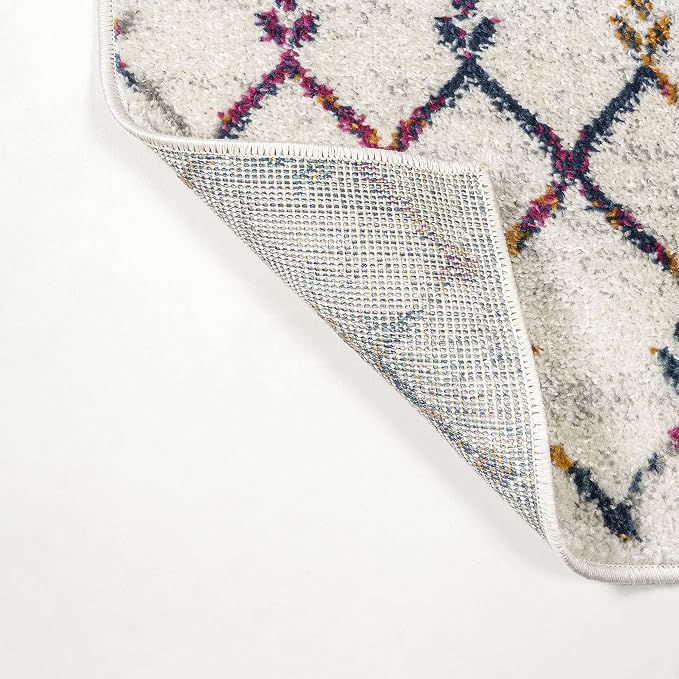 JONATHAN Y Boho Vintage Diamond Cream/Multi Runner Rug 2X8 ft, Moroccan Hype - Image 3