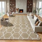 ONASAR Large Area Rugs for Living Room, Fluffy 7x10 Beige and White Thick Floor - Image 2
