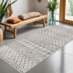 Geo Grey 3x6 Washable Non Slip Moroccan Runner Rug | Soft Low Pile Indoor Floor - Image 3