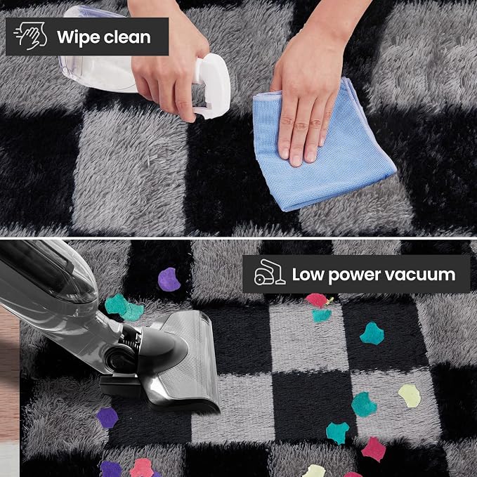 Super Soft Rug for Bedroom, 4x6 Ft Grey and Black Area Rug Classic Checkered - Image 8