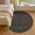 Brown Floral 6ft Round Rug for Living Room Kitchen Dining Room Under Table - Image 8