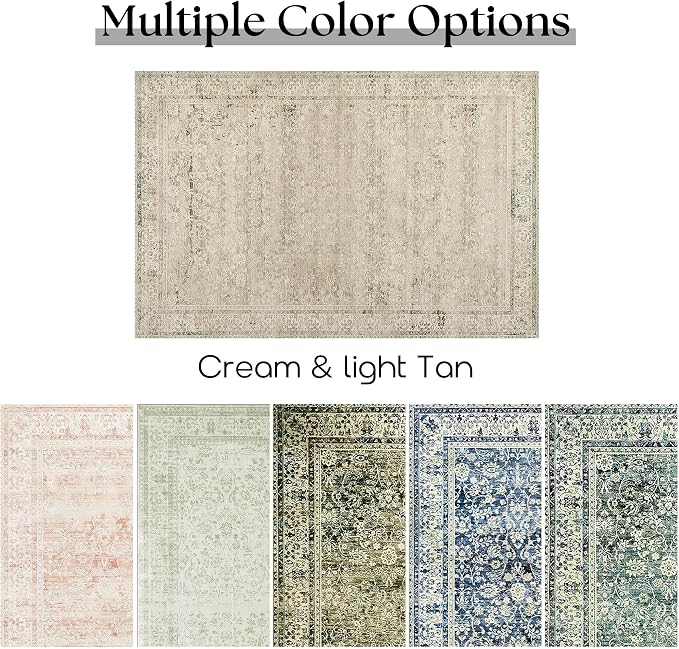 BILEEHOME Modern Farmhouse Area Rug 5 x7 Washable Floral Earth Tone Neutral - Image 6