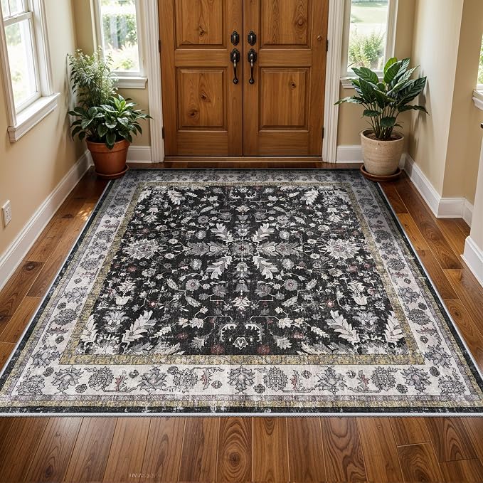 Square Rugs 5x5 Washable for Entryway: Non Slip Indoor Foot Carpet for Living by BYYVOORugsforYourHome