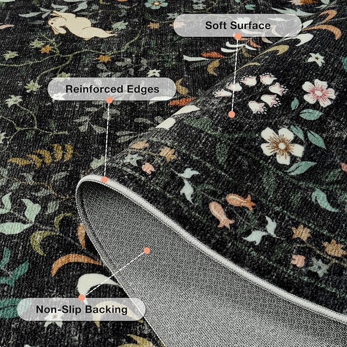 5x7 Area Rugs Washable Rug: Boho Living Room Rug Soft Non-Slip Low Pile Carpet - Image 6