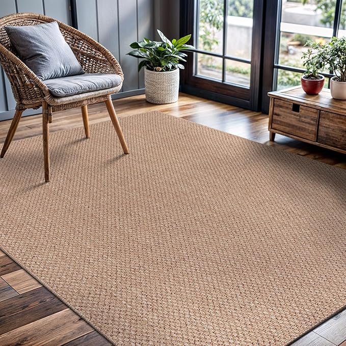 CAMILSON Easy Jute Rug 4x6, Indoor Outdoor Natural Color Farmhouse Area Rugs by CAMILSONIndoorOutdoorAreaRugs