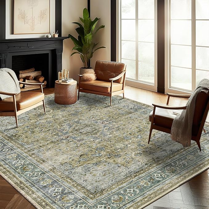 CHAMPLANT Washable Area Rug 8'x10' Boho Design Non-Shedding Non-Slip Easy Care by CHAMPLANT