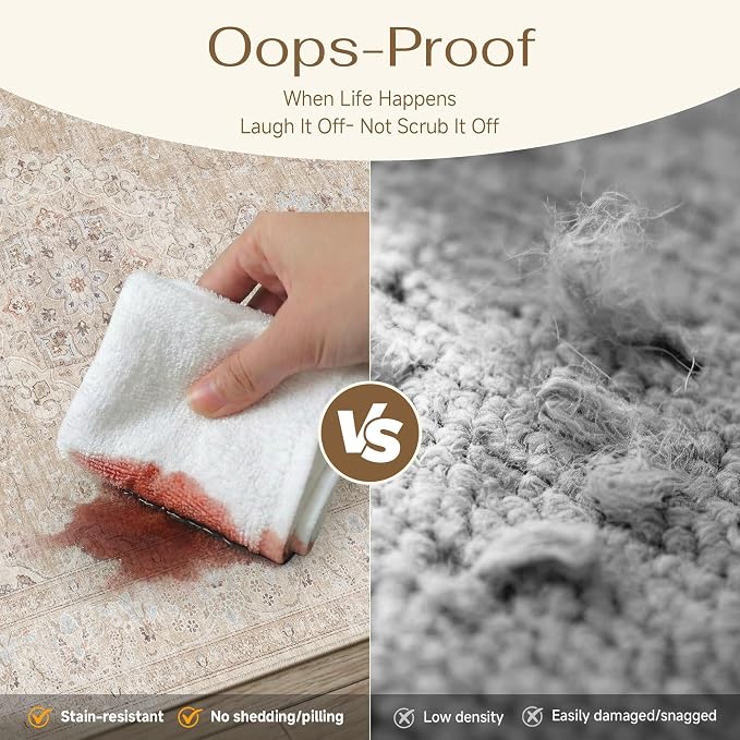 HUGEAR 6x9 Area Rugs Machine Washable Rugs Vintage Beige Living Room Bedroom - Image 6