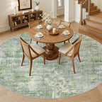 Soalmost 8x8 Green/Ivory Round Rug 8ft Living Room Circle Rug Vintage Round - Image 2